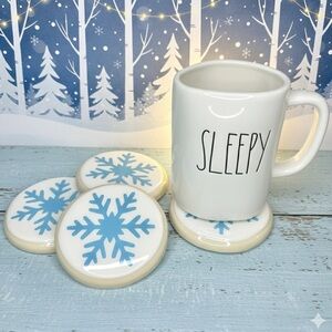 Snowflake Sugar Cookie Coasters - Handmade – Set of 4